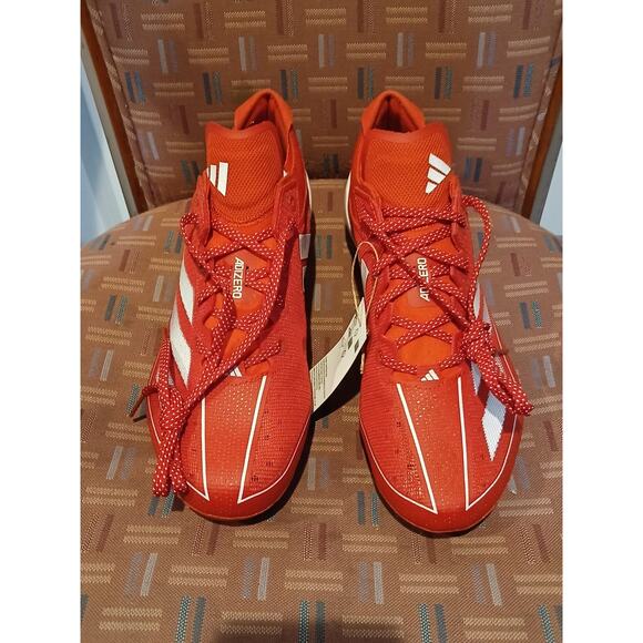 New Men's 10 Adidas ADIZERO ELECTRIC FOOTBALL CLEATS Team Power Red/White IH5033 - Picture 1 of 8